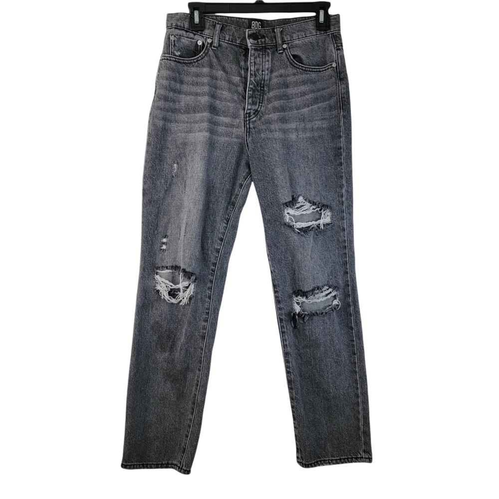Urban Outfitters BDG Womens Jeans High Waist Button Up Straight Distressed Sz 28